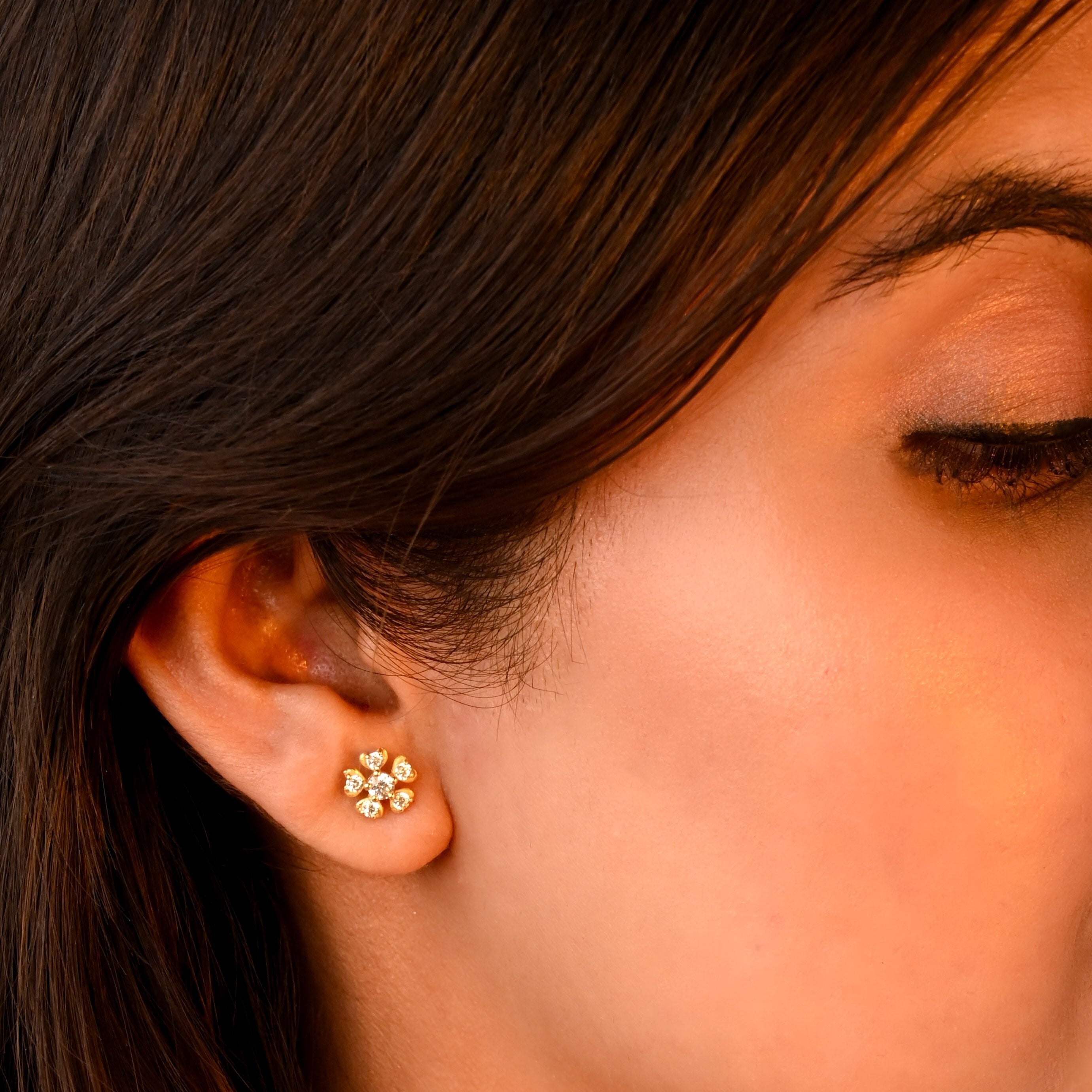 Solitaire Blossom Earrings